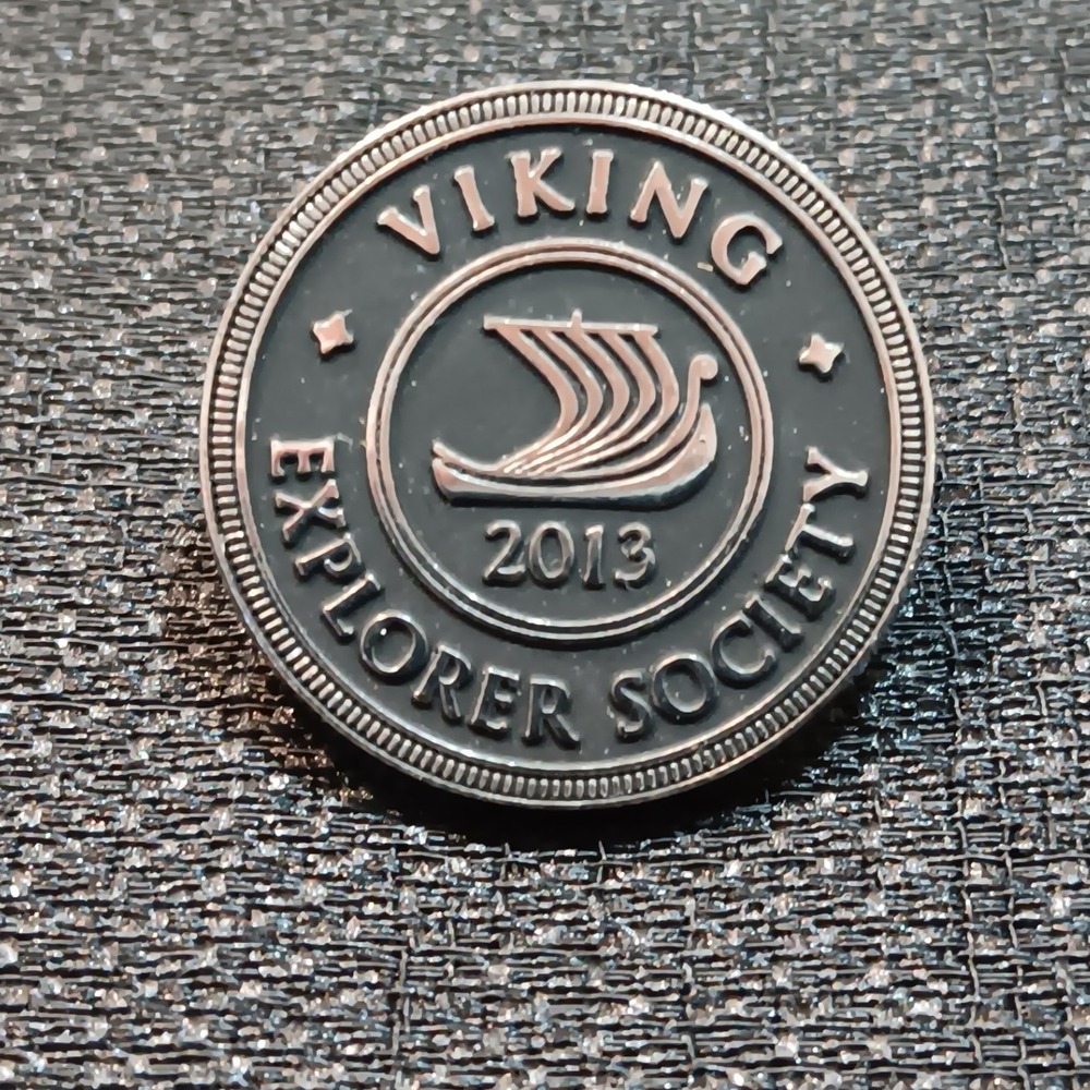 Viking Explorer Society 2013 Lapel Pin Bronze Black Ship Logo Travel Souvenir